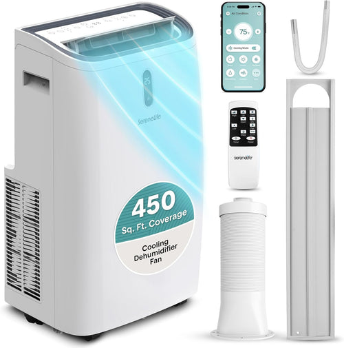 12,000 BTU 3-in-1 Smart Portable Air Conditioner with WiFi — Cooling, Fan & Dehumidifier, 24hr Timer, Remote Control, Window Kit