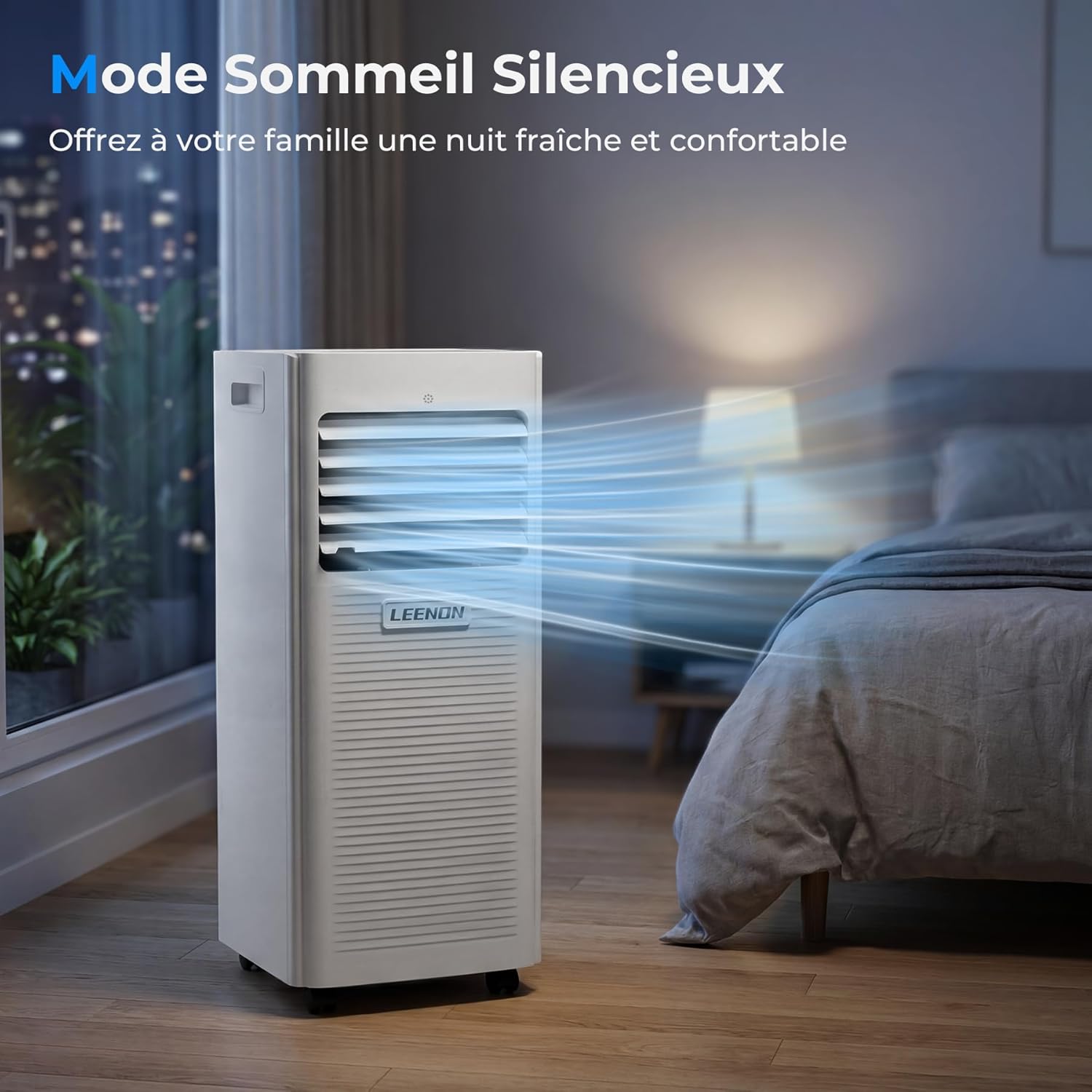 9,000 BTU 4-in-1 Portable Air Conditioner — Cooling, Dehumidifier, Fan & Sleep Mode, Class A, 24hr Timer, Remote Control