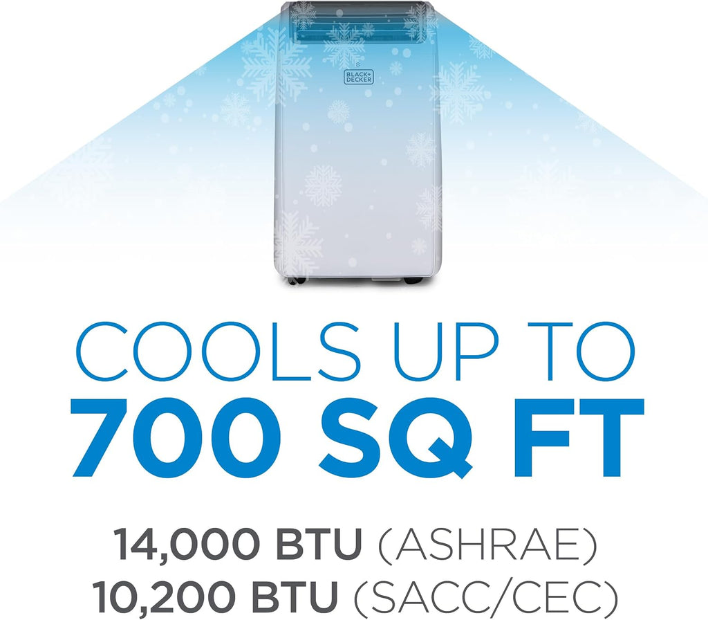 14,000 BTU Smart 3-in-1 Portable Air Conditioner — Cooling, Fan & Dehumidifier, Follow-Me Remote, 24hr Timer, Window Kit Included