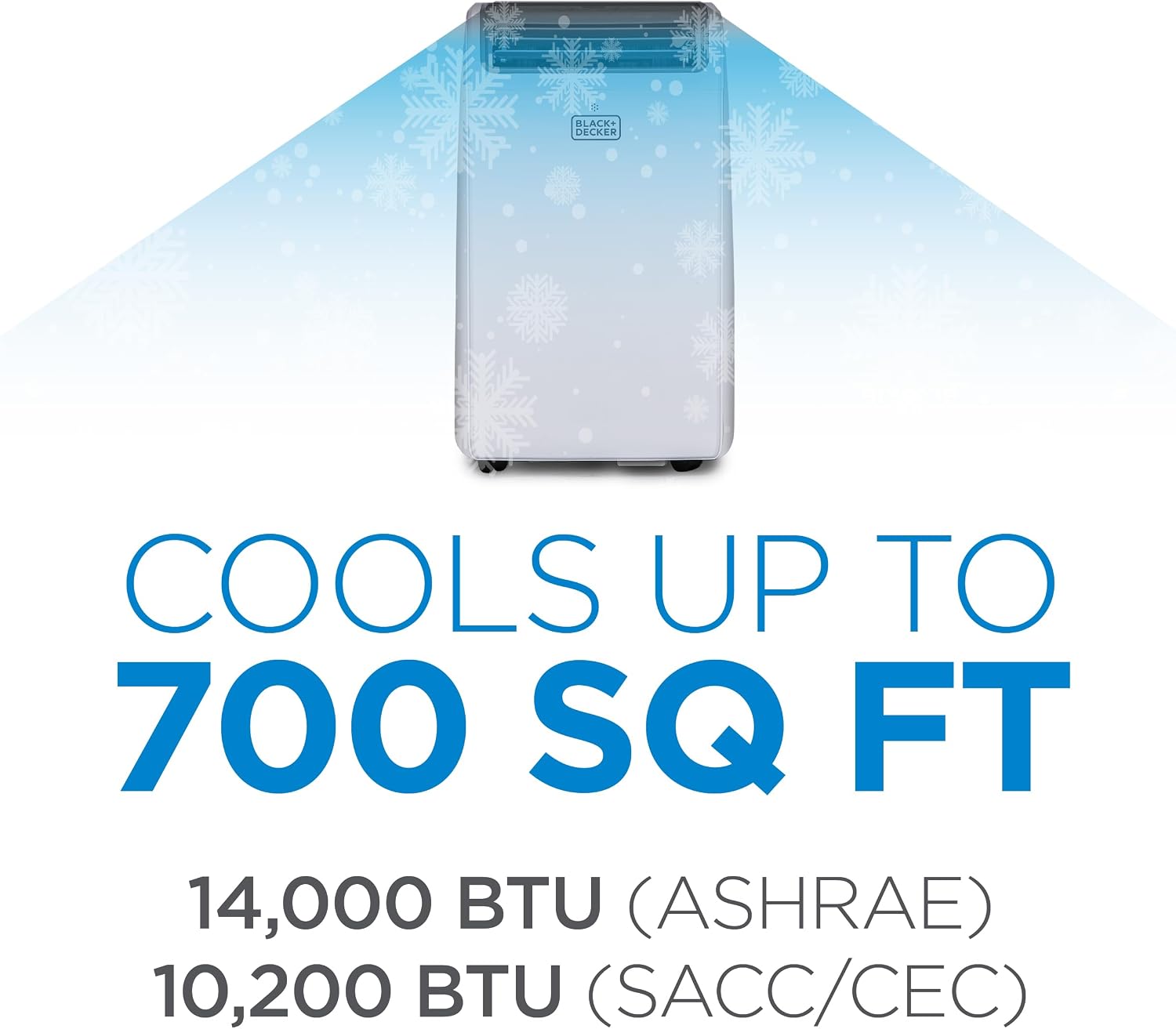 14,000 BTU Smart 3-in-1 Portable Air Conditioner — Cooling, Fan & Dehumidifier, Follow-Me Remote, 24hr Timer, Window Kit Included
