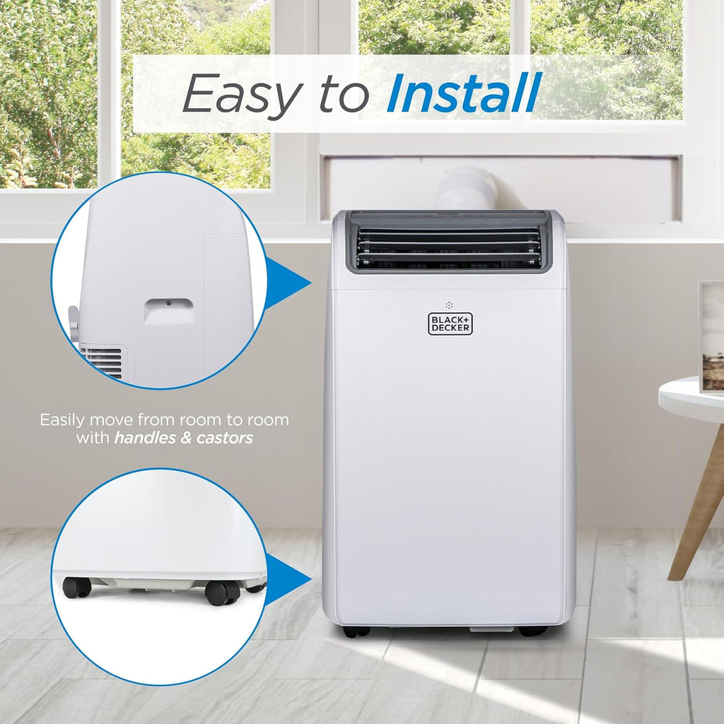 14,000 BTU Smart 3-in-1 Portable Air Conditioner — Cooling, Fan & Dehumidifier, Follow-Me Remote, 24hr Timer, Window Kit Included