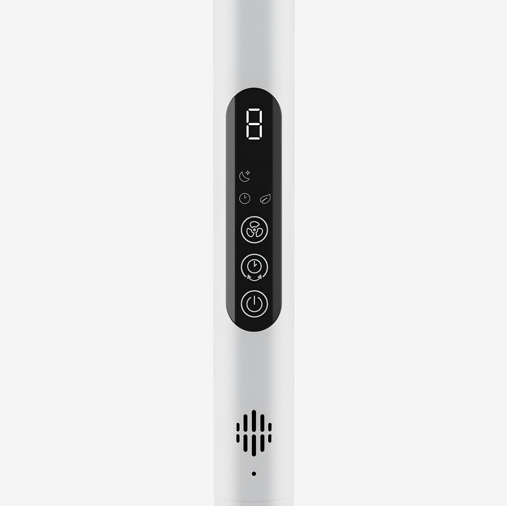 AirFlo™ Slim 43" Hybrid Pedestal Fan - Ultra- Quiet Air Circulator - White