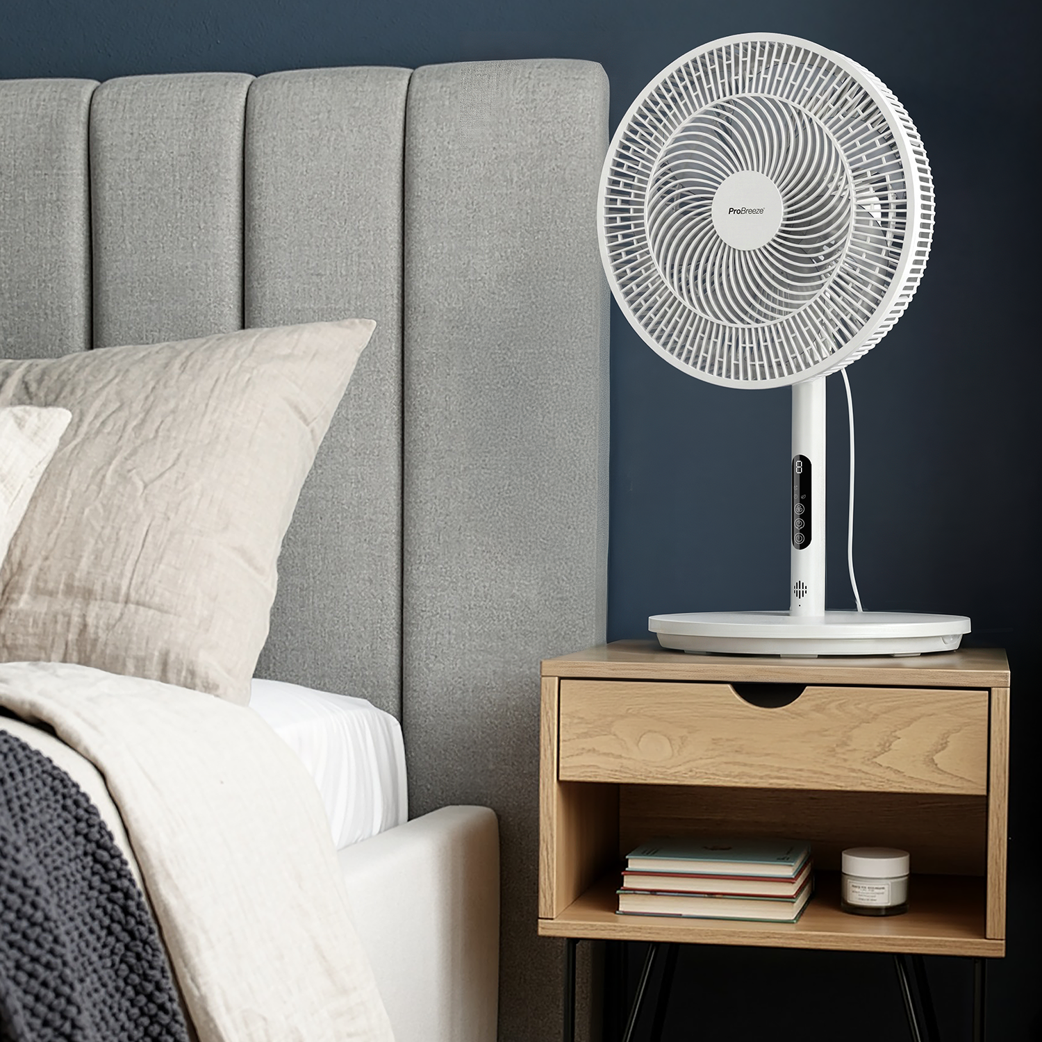 AirFlo™ Slim 43" Hybrid Pedestal Fan - Ultra- Quiet Air Circulator - White
