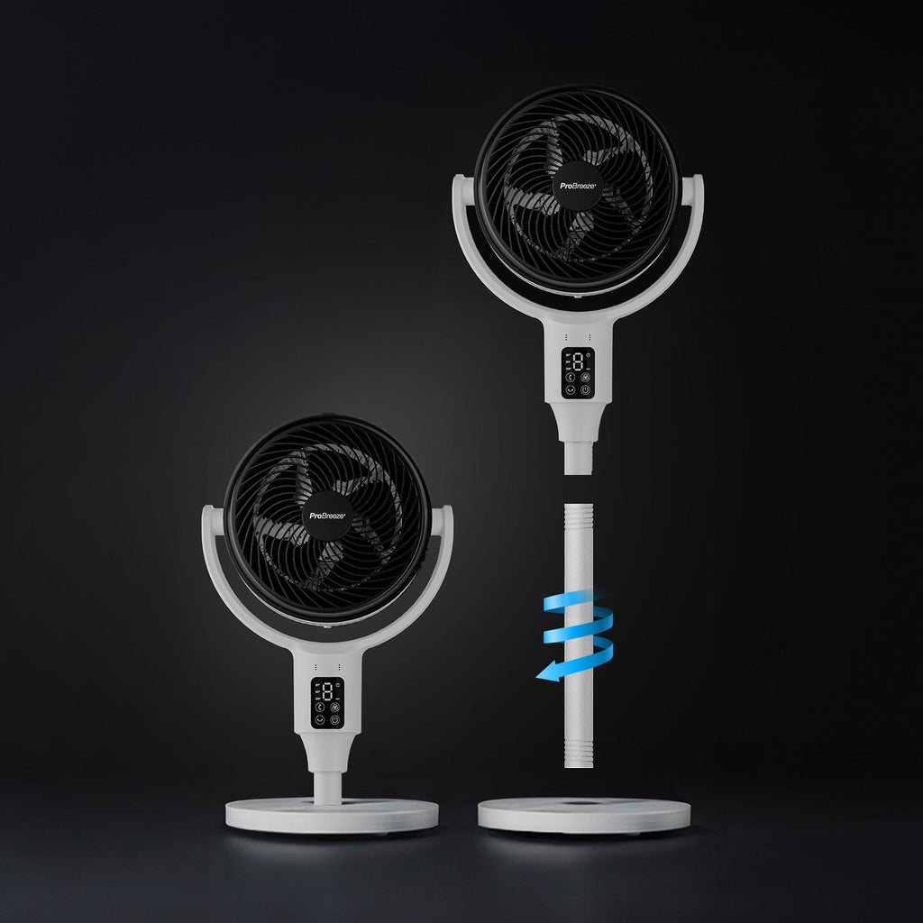 AirFlo™ 43" Hybrid Pedestal Fan - Ultra-Quiet Air Circulator - White/Black