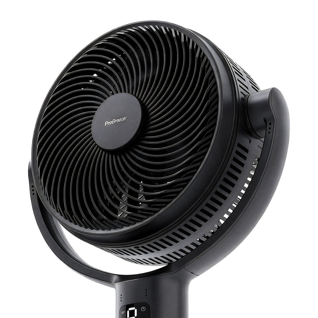 AirFlo Plus™ 44" Smart Hybrid Pedestal Fan - Ultra-Quiet Air Circulator - Black