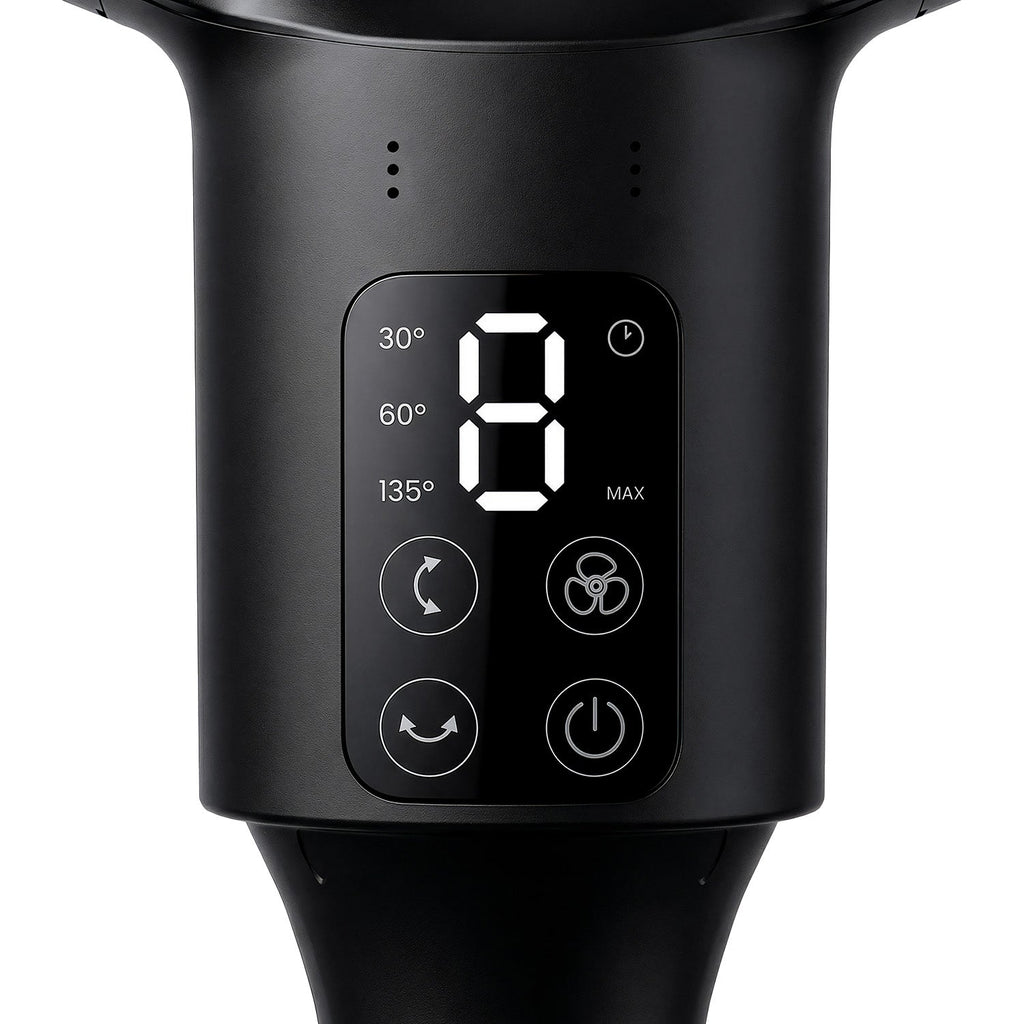 AirFlo Plus™ 44" Smart Hybrid Pedestal Fan - Ultra-Quiet Air Circulator - Black