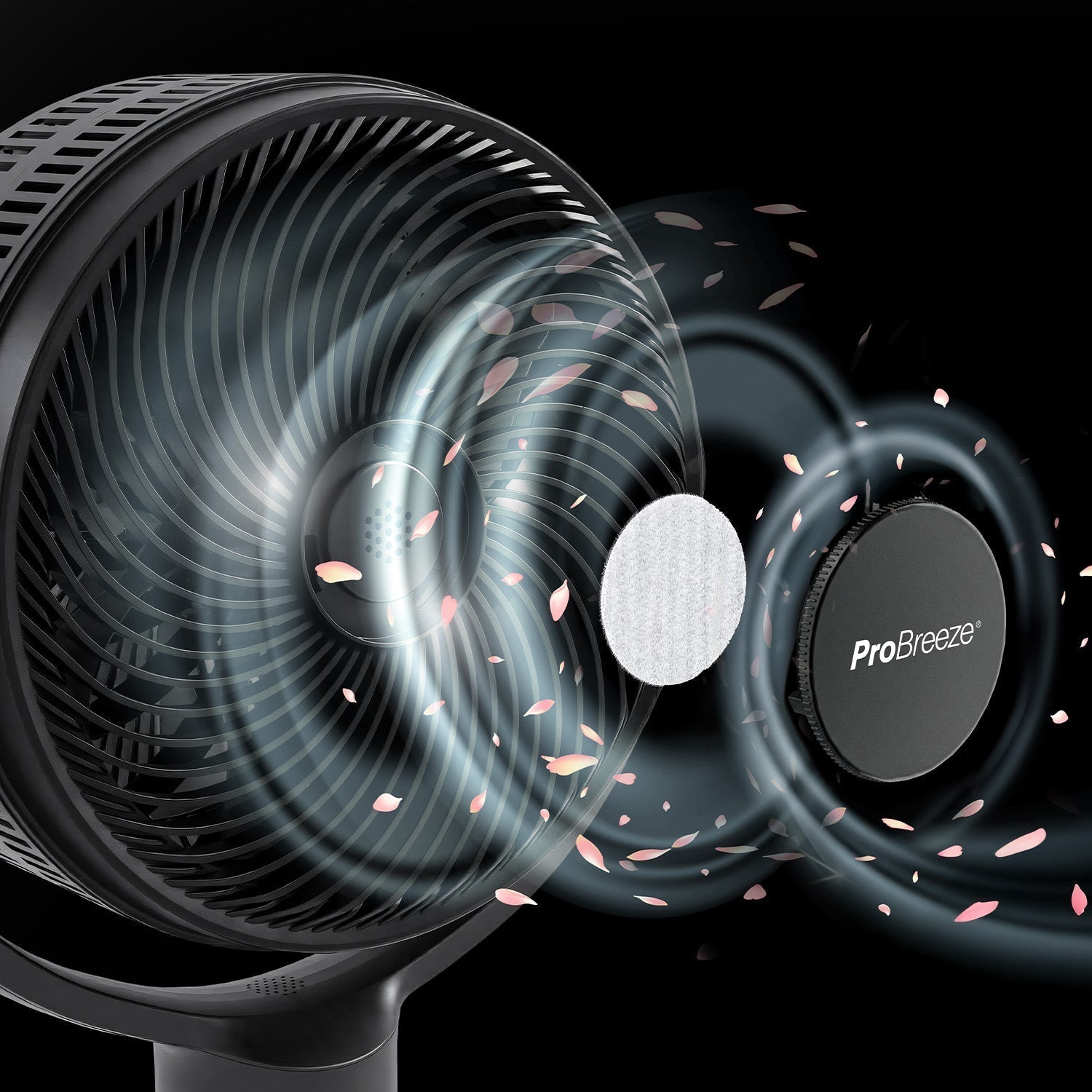 AirFlo Plus™ 44" Smart Hybrid Pedestal Fan - Ultra-Quiet Air Circulator - Black